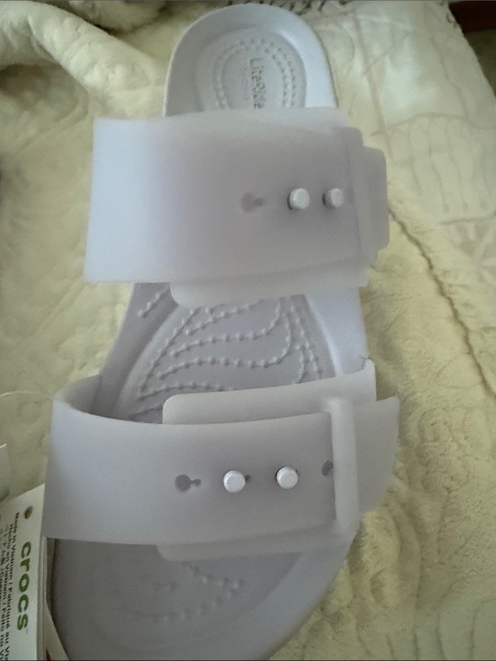 CROCS Kids Brooklyn Buckle Frosted Wedge Sandals - Light Lavender - Picture 3 of 4